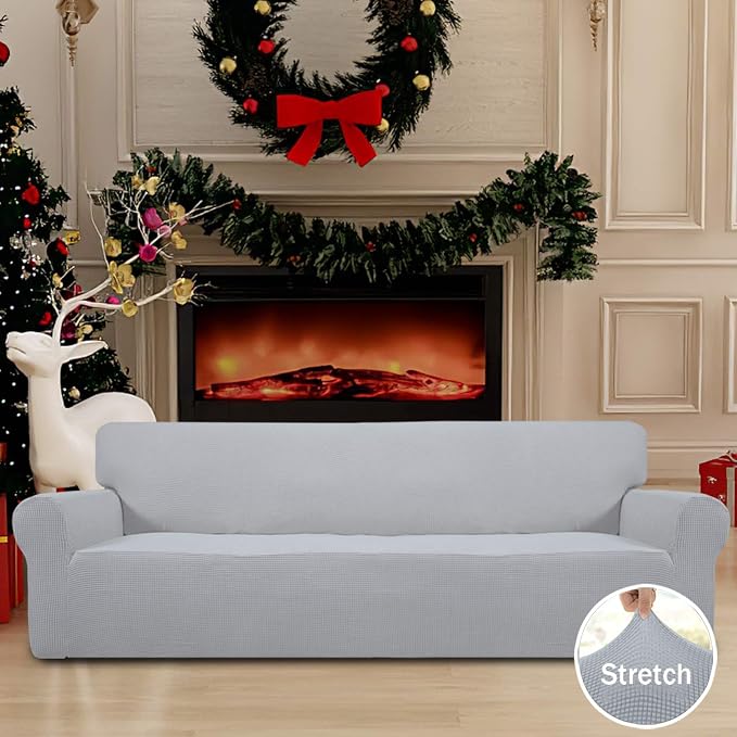 Easy-Going Stretch 4 Seater Oversized Sofa Couch Cover Silver Gray | 1-Piece - Image 2