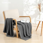 CozeCube Charcoal Grey Seed Stitch Throw Blanket 60"x80", Farmhouse Decor | - Image 5