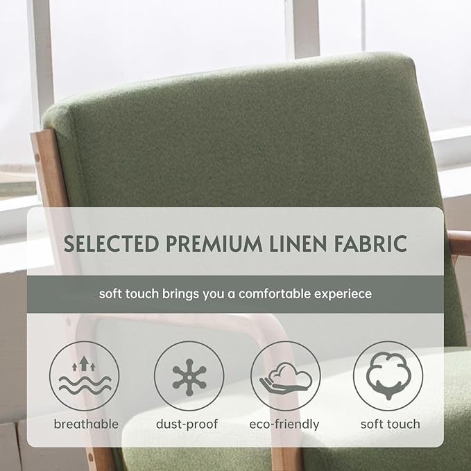 ANJ Mid Century Modern Accent Chair, Comfy Fabric Reading Chair - Image 4