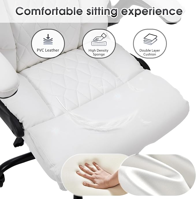 High Back Office Chair with Flip-up Armrests, Leather Comfy Desk Chair with - Image 7
