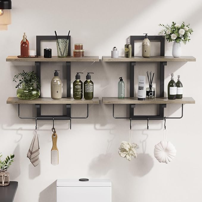 Creso hom Floating Shelves, Hanging Bathroom Shelves 2-Tier, Wall Mounted - Image 3