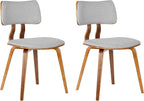Armen Living Jaguar Mid-Century Dining Chair in Walnut Wood and Gray Fabric - Image 3