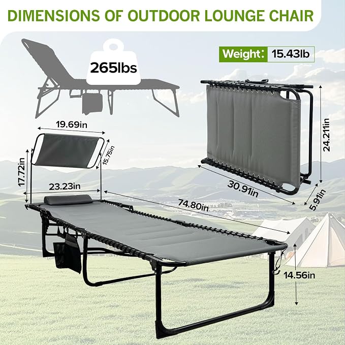 Outdoor Folding Lounge Chair - Image 2