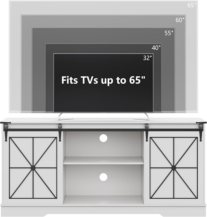 Farmhouse TV Stand for 65/60/55 Inch Tvs, Modern Entertainment Center - Image 2