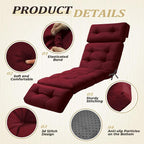Chaise Lounge Cushion Outdoor, Waterproof Thick Patio Lounge Chair Cushion - Image 3