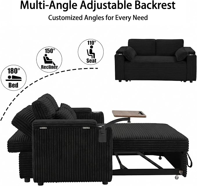 Auvsoce 65" 3-in-1 Pull-Out Convertible Sofa Bed - Image 4