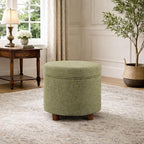 Homepop Home Decor | Upholstered Round Storage Ottoman | Ottoman - Image 4