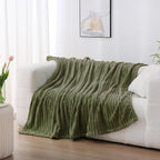 Olive Green Fleece Throw Blanket 90”×90” - Image 3