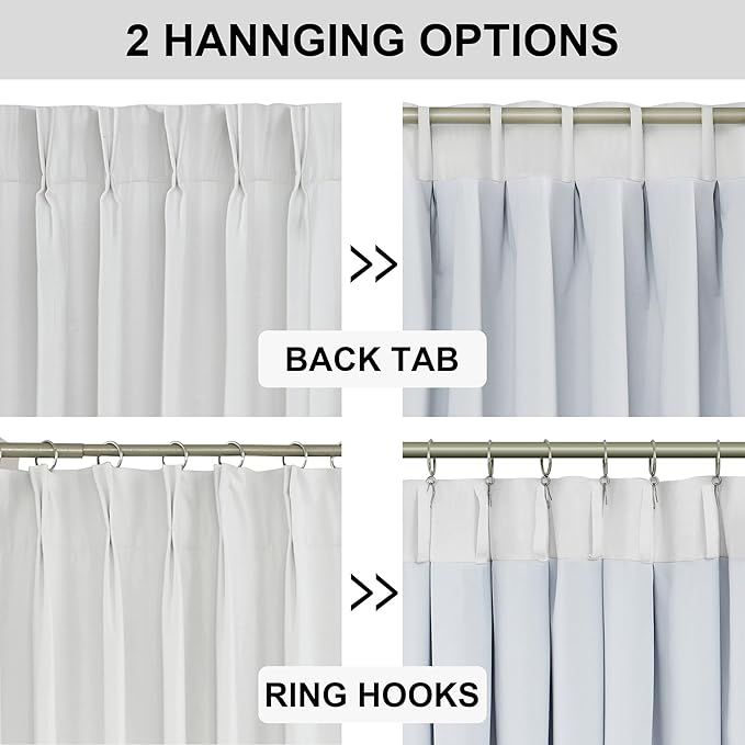 Vision Home White Pinch Pleated Full Blackout Curtains Thermal Insulated Window - Image 7