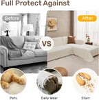 2 Pieces Sectional Couch Covers L Shaped Cover XL Cream White | Thick Washable - Image 4