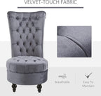 HOMCOM Retro High Back Armless Royal Accent Chair Fabric Upholstered Tufted Seat - Image 6