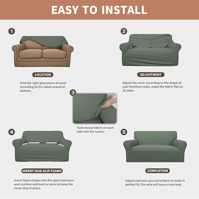 Easy-Going 100% Waterproof Loveseat Couch Cover Stretch Jacquard Sofa Cover | - Image 5