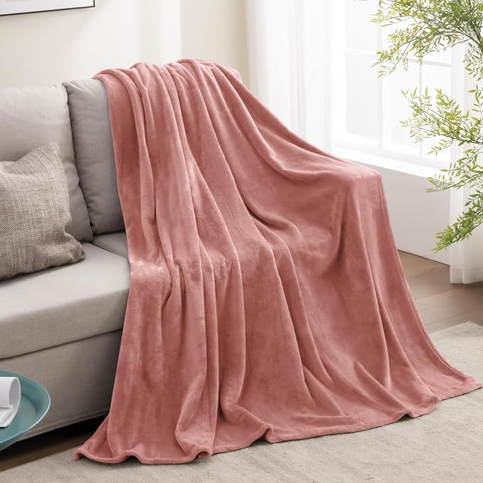 BEDELITE Fleece Blanket Soft Plush Twin Size Blanket Dusty Pink 60"x80" | Ultra - Image 6