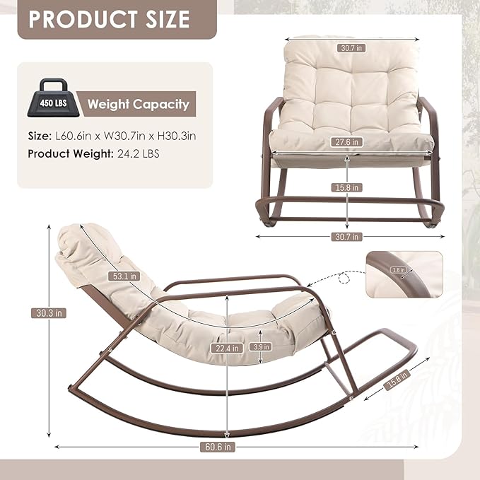 RADIATA Rocking Lounge Chair, Indoor Outdoor Reclining Lounger - Image 2