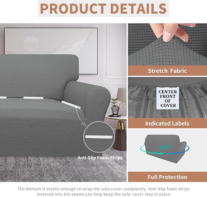 Easy-Going 100% Waterproof Loveseat Couch Cover Stretch Jacquard Sofa Cover | - Image 4