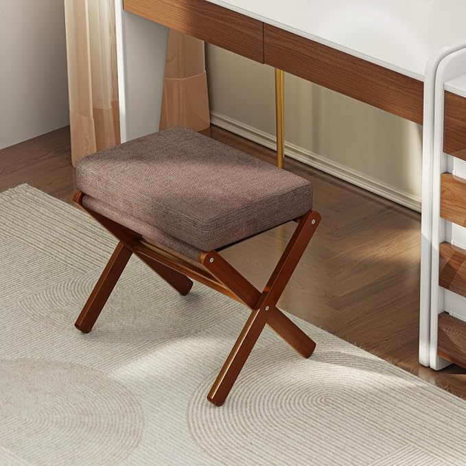 BAMBOOHOMIE Foldable Foot Stool Ottoman, Modern Foot Rest - Image 2