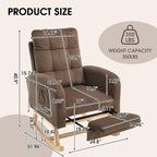 NIOIIKIT Nursery Rocking Chair, Corduroy Upholstered Rocking Chair - Image 2