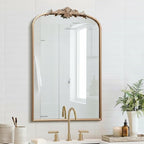 Besdomus Large Antique Wall Mirror: 24"x36" French Arched Champagne Gold - Image 4