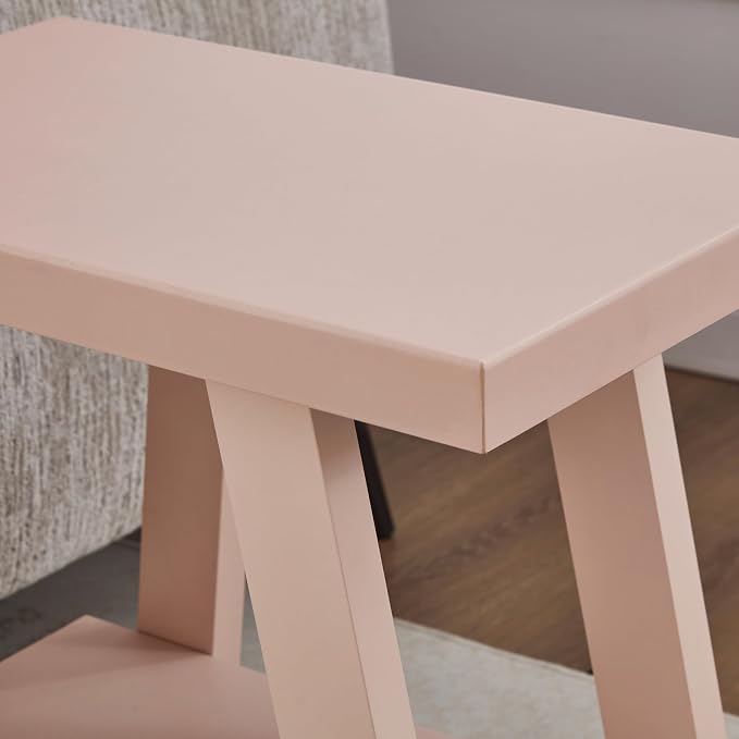 Roundhill Furniture Athens Contemporary Wood Shelf Side Table in Pink - Image 5