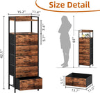 Somdot Tall Nightstand for Bedroom, Tall 5 Drawers Dresser, Vertical Storage - Image 3