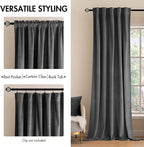 MIULEE Grey Velvet Curtains 52x96 inches 2 Panels Luxury Blackout Curtains | - Image 2