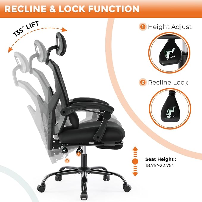 Sweetcrispy Office Computer Desk Chair Set of 2, Ergonomic High-Back Mesh - Image 5