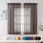 Chyhomenyc Sheer Curtains 63 Inch Length 2 Panels, Chocolate | Light Filtering by Chyhomenyc