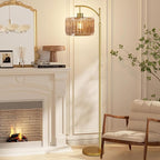 ILLMTW Glass Floor Lamp for Living Room, Dimmable Brass Tall Lamp Amber Flower - Image 8