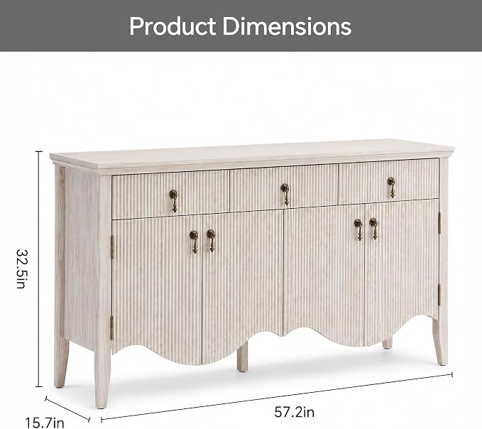 FUSUNBAO 57-Inch Sideboard Buffet Cabinet - Image 2