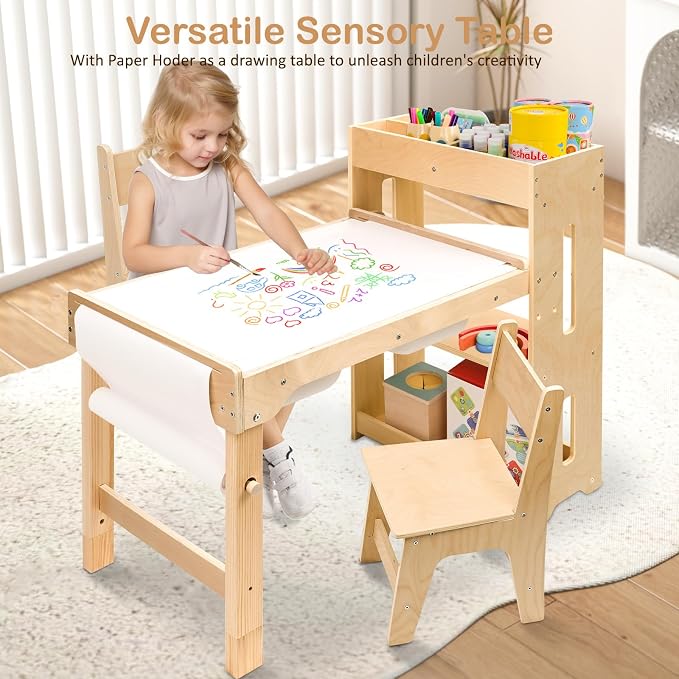 WINGYZ Sensory Table and Chairs, Toddler Activity Table and 2 Chair Set - Image 3