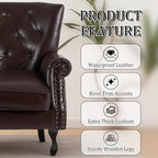 Modern Accent Chair Set of 2, Mid-Century PU Leather Armchair - Image 6