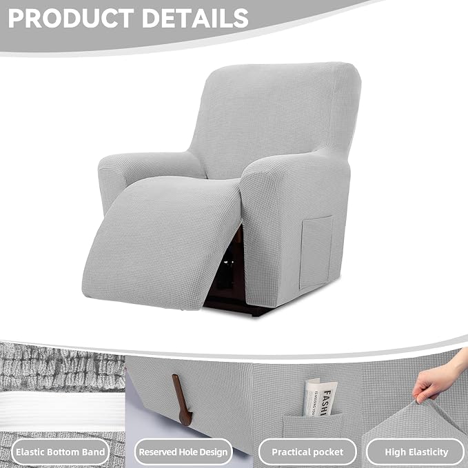 Cupuamon Recliner Chair Covers, Lazy Boy Recliner Covers Stretch Reclining - Image 4