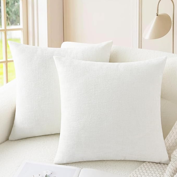 CaliTime Decorative Couch Throw Pillow Covers 24 X 24 Inches True White | Pack by CaliTime