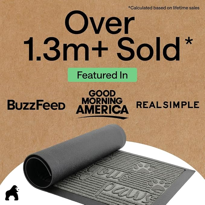 GORILLA GRIP 100% Waterproof All-Season WeatherMAX Doormat, US Designed Natural - Image 4