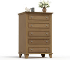 IDEALHOUSE 5 Drawer Dresser, Wooden Storage Chest of Drawers - Image 7