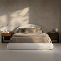 RECCI AirFrame Half-Moon Upholstered Queen Platform Bed Frame, Velvet Curved by RECCI