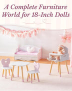 ROBOTIME 18 Inch Doll Changing Table, Wooden Baby Doll Bed - Image 9