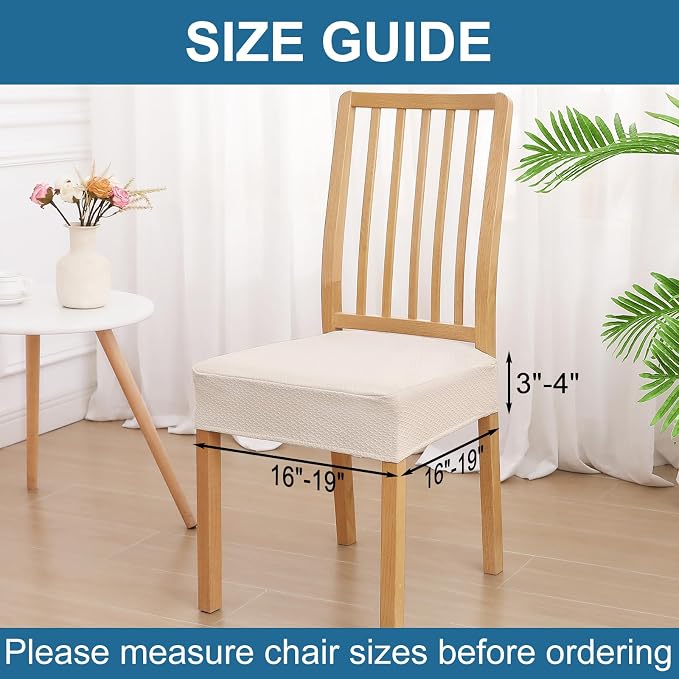 Smiry Waterproof Seat Covers for Dining Room Chairs Set of 8, Stretch Jacquard - Image 2