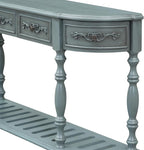 Retro Wood Curved Entryway Console Table 52-Inch Half Moon Hall Sofa Table - Image 7