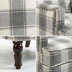 Plaid Accent Chair, Mid-Century Modern Armchair, Upholstered Decorative Reading - Image 5