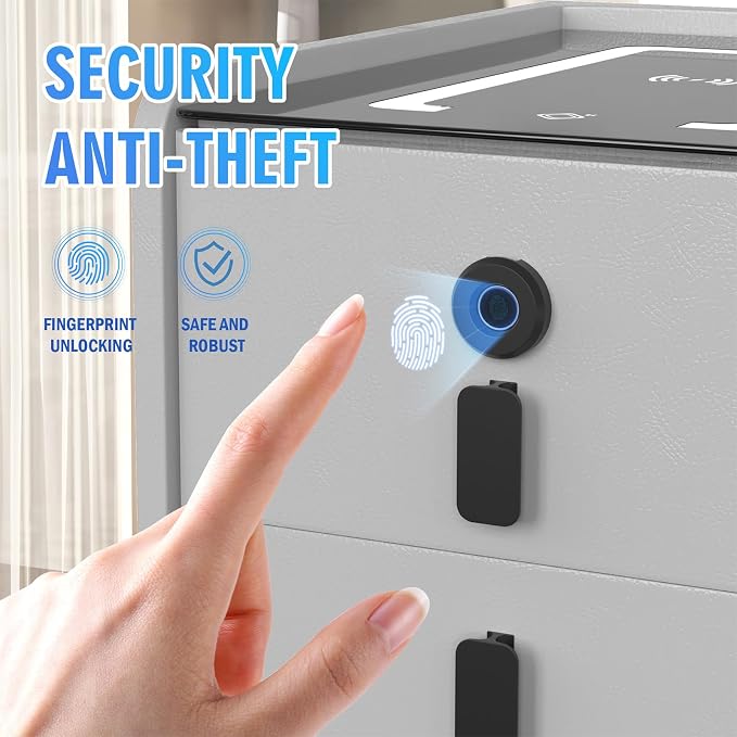 Smart Nightstand with Fingerprint Lock Drawer, Nightstand with Wireless Charging - Image 3