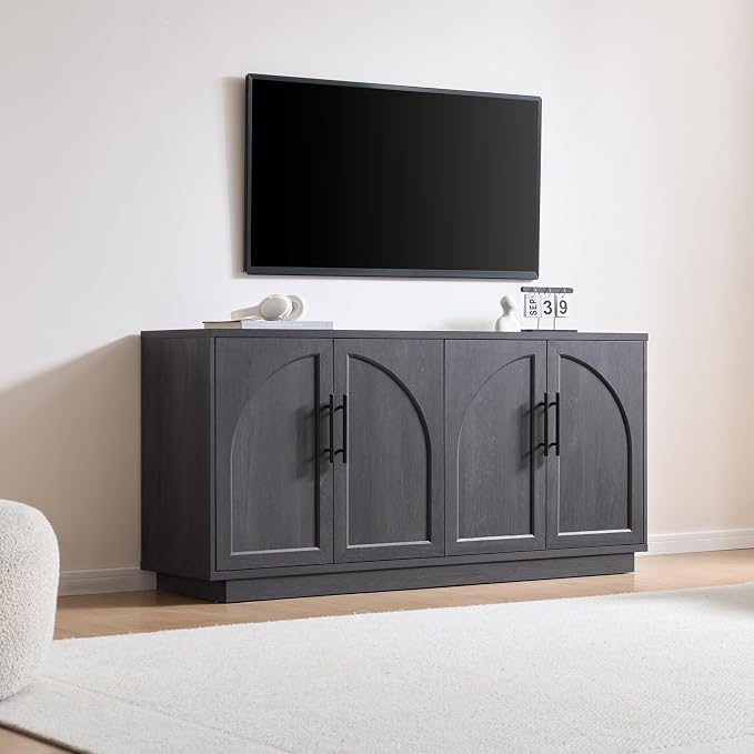 Fatmok 59" Sideboard Buffet Cabinet & TV Stand Set of 2, Modern Arched Credenza - Image 3
