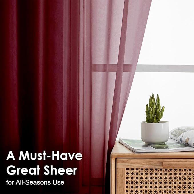 Burgundy Sheer Curtains - Image 4