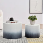 Small Round Coffee Table Nesting End Table Set of 2, MDF Side Circle Accent - Image 2