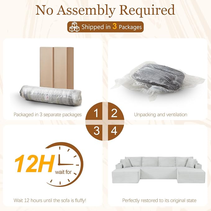 125" Modular Sectional Sleeper Sofa, Boneless Cloud Couch - Image 5
