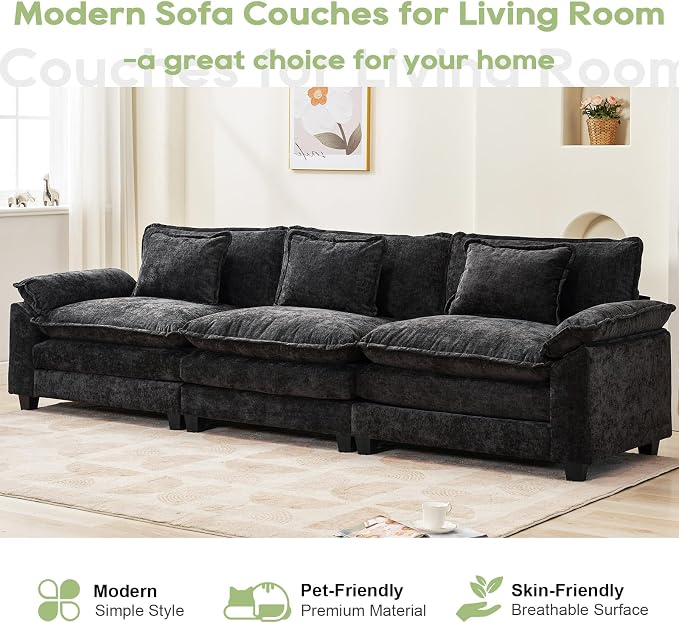 Oprisen 120" Modular Sectional Sofa, Comfy Cloud Couch Sectional Sofa, Chenille - Image 7