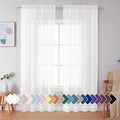 Simplebrand White Sheer Curtains 90 Inches Long, Light Filtering Rod Pocket by Simplebrand