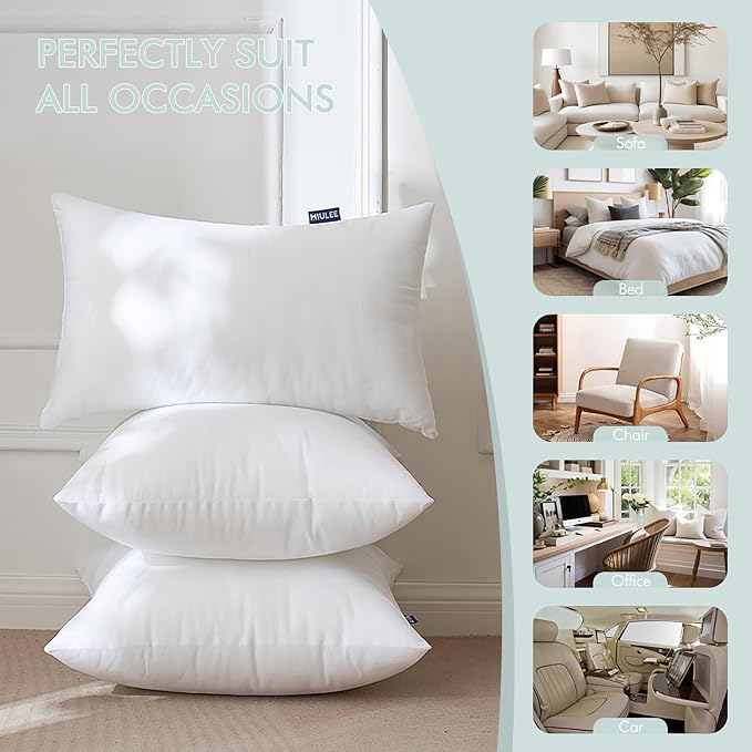 MIULEE Pillow Insert 18x18 Inch Set of 4 Decorative Throw Pillow Inserts | - Image 4
