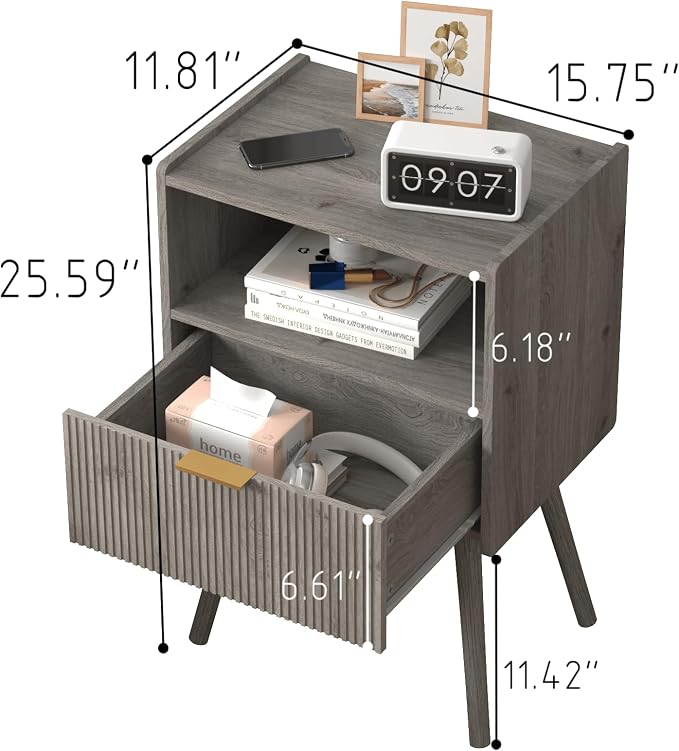 JOONEE Nightstand, Modern Bedside Table - Image 2