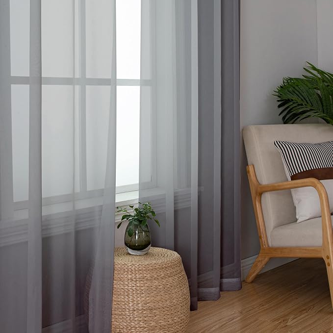 Sheer Curtain Panels Set 96" Inches Long, Solid Voile Light Filtering Airy - Image 7
